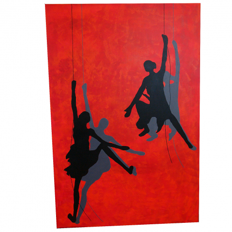 Schilderij Rood silhouetten 1