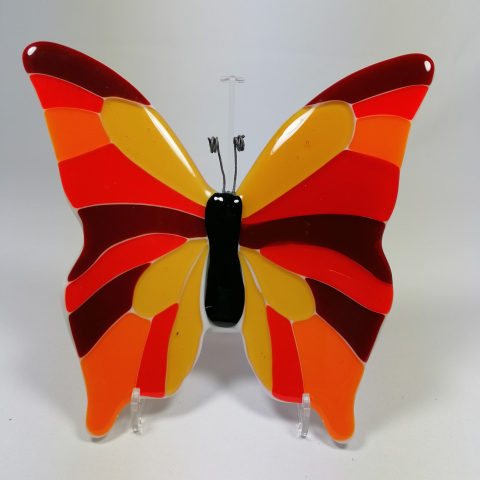 Glazen vlinder rood oranje okergeel