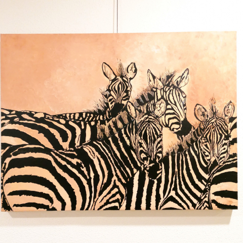 Schilderij zebra's