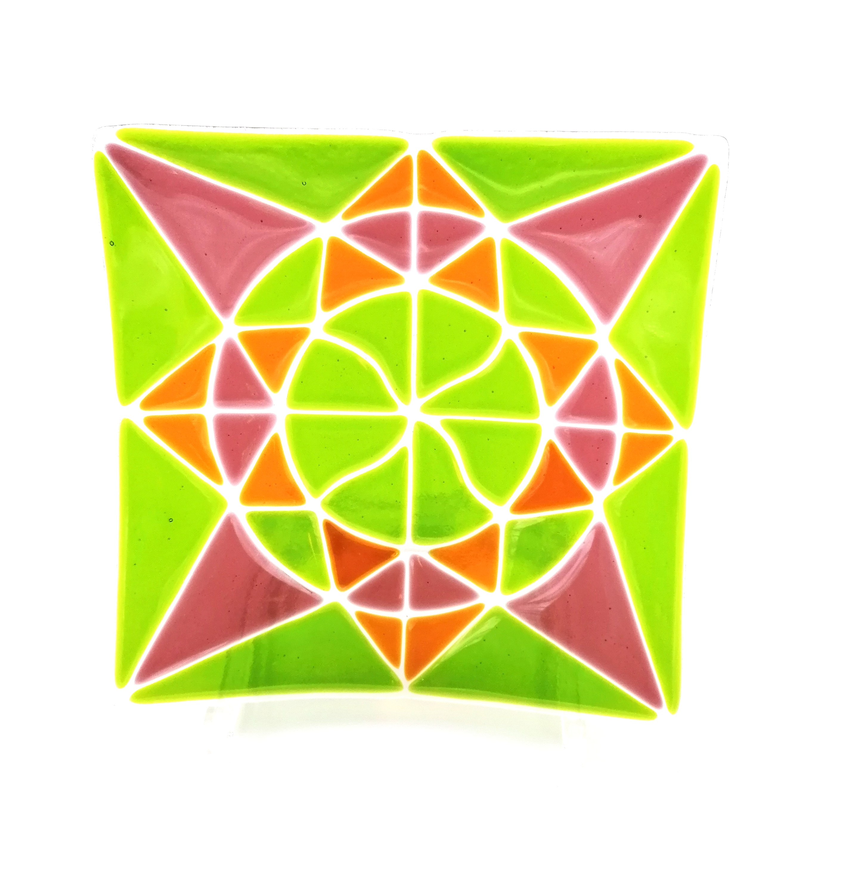 Vierkante schaal groen lila stermotief