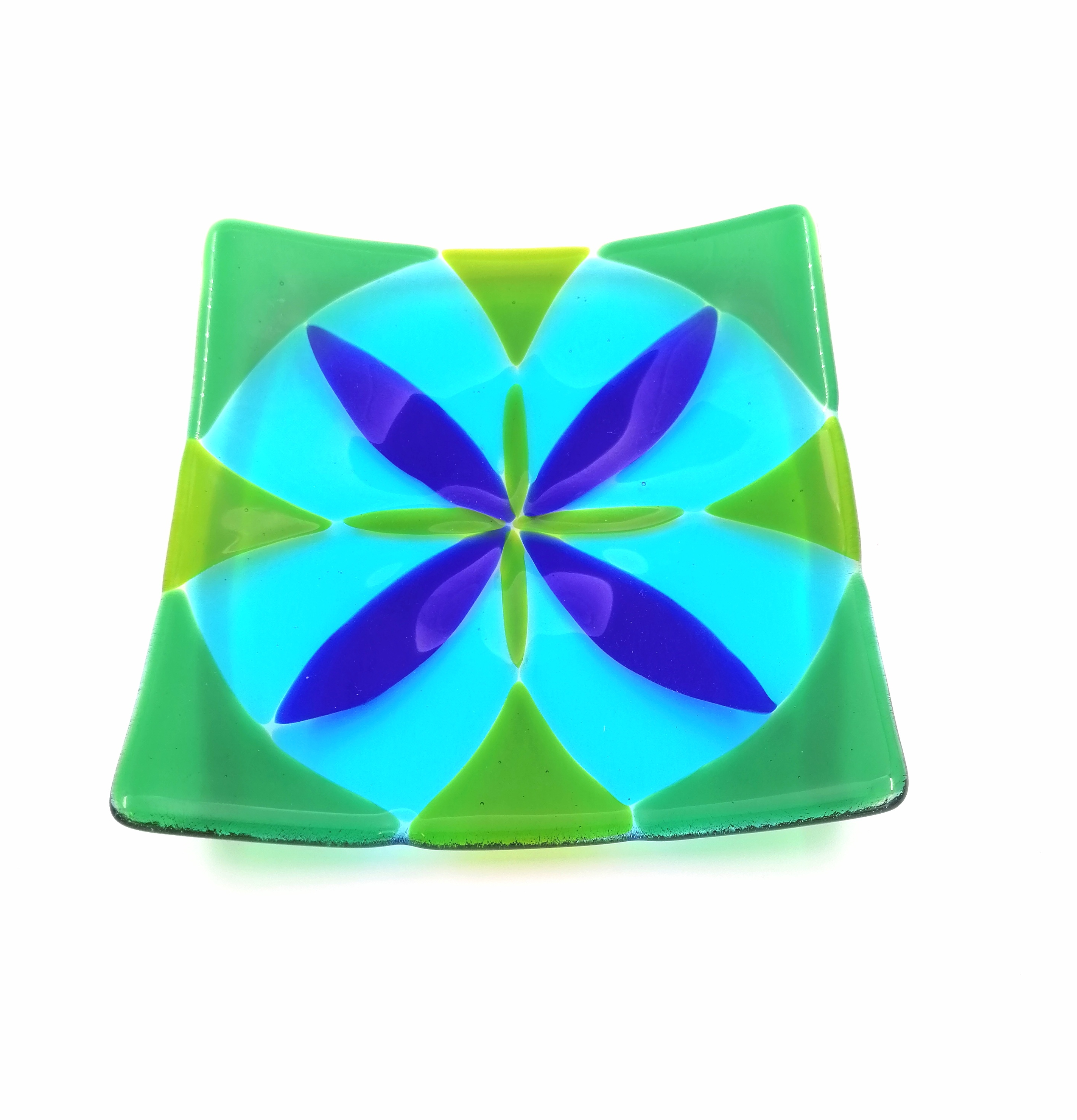 Vierkant schaaltje blauw groen